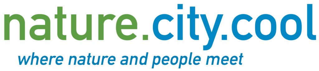 nature.city.cool green and blue san serif font logo and "where people and nature connect" tagline